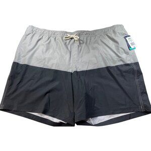 Trinity Coast 4XB Swim Trunks Color block Grey/Black Elastic Waist & Drawstring